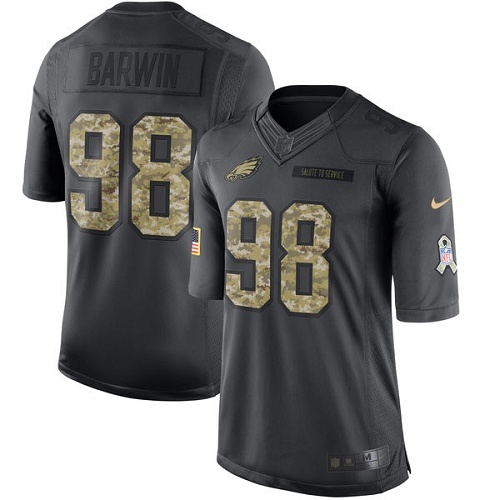 Men's Limited Connor Barwin Nike Jersey Black - #98 2016 Salute to Service NFL Philadelphia Eagles